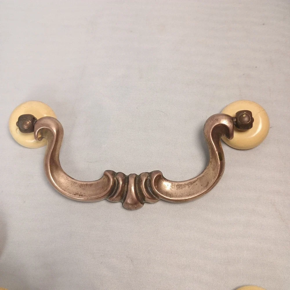Vintage Lot of 9 Swan Neck Keeler Brass Handle Drawer Bail Pull N10846 MCM 4